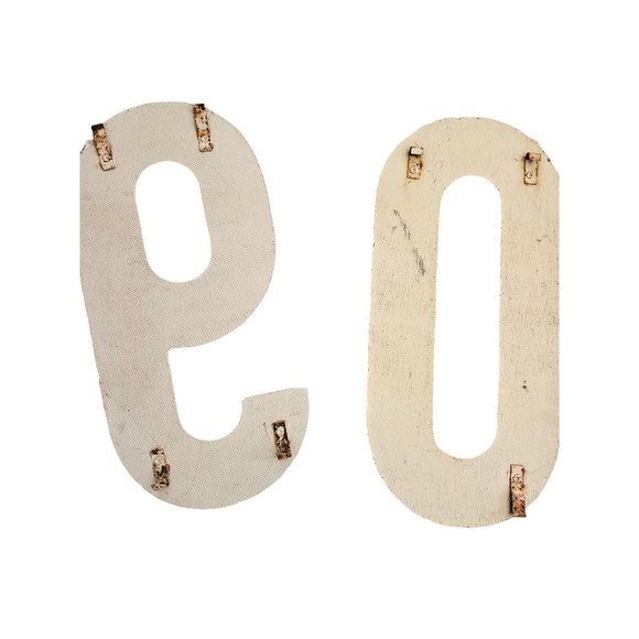 Vintage Billboard Numbers White 6 And 0 Wood Composite 17" - Picture 6 of 6